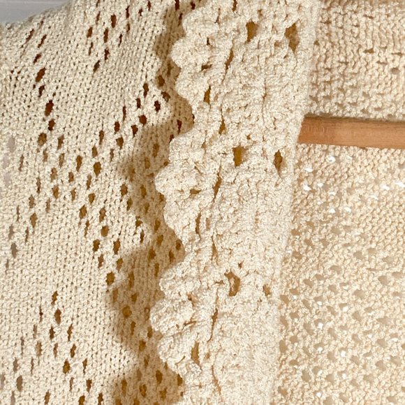 Rebecca Elliot Crochet Lace Cream Ivory Sleeveless Boho Vest SMALL Pre-owned: E - Picture 4 of 5